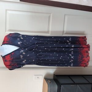 Floral Navy and Red Dress